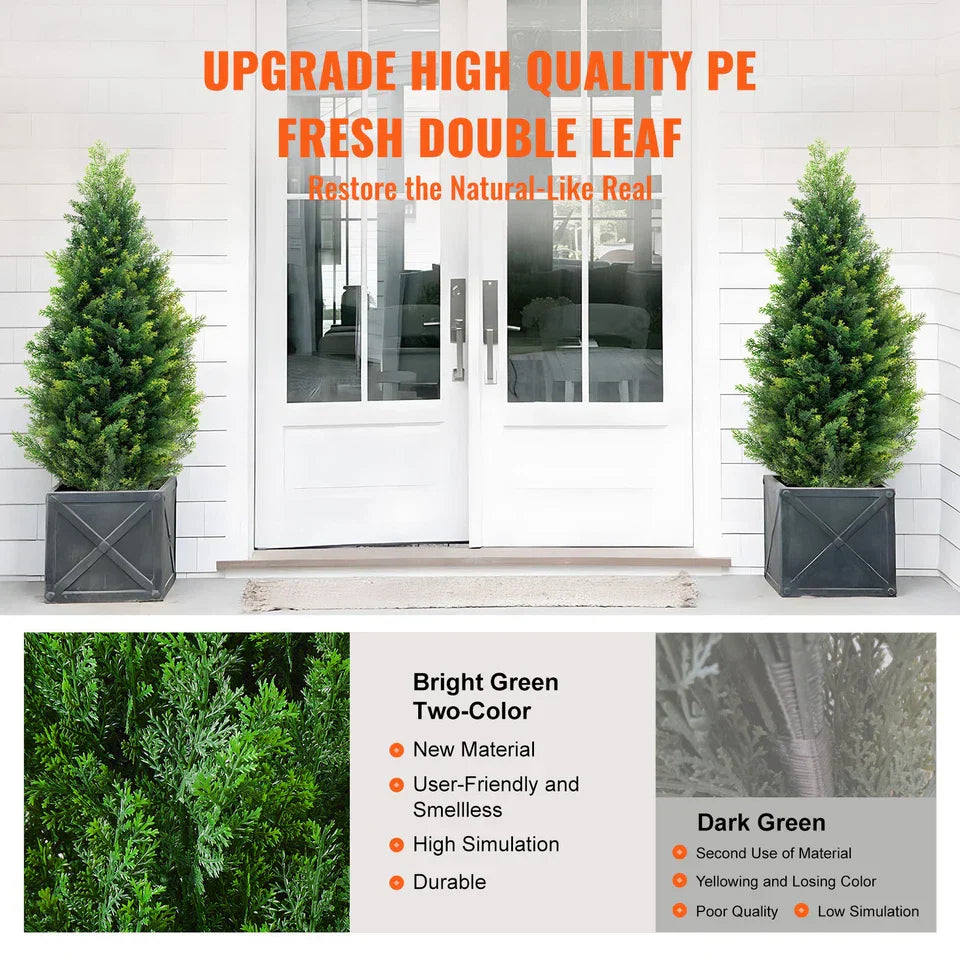 2 Pack 3ft Artificial Cedar Topiary Tree Faux Plant UV Home Decor In/Outdoor