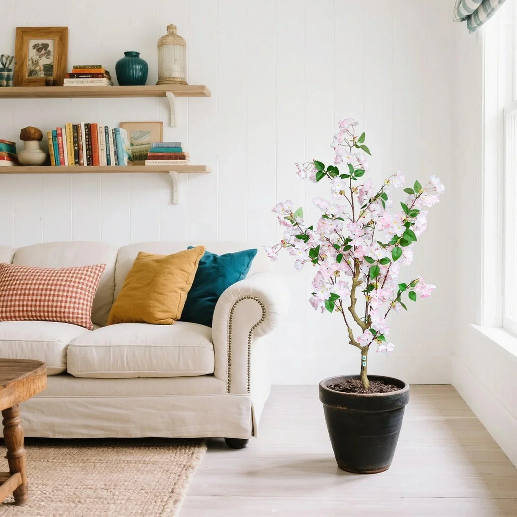 50" Artificial White Flowering Tree in Pot for Outdoor Indoor Use